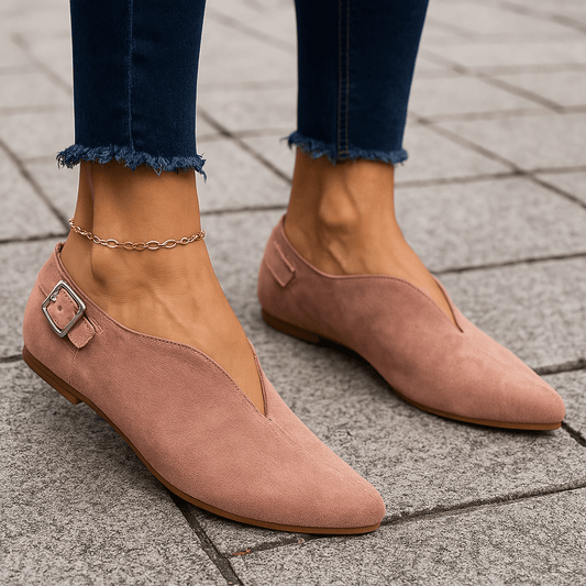 Women's Adjustable Slip-On Loafers with Faux Suede Upper