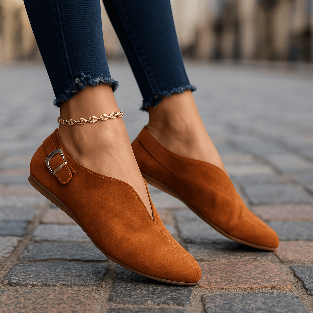 Women's Adjustable Slip-On Loafers with Faux Suede Upper