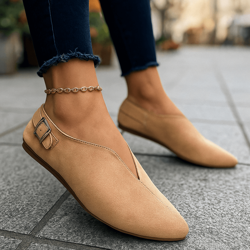 Women's Adjustable Slip-On Loafers with Faux Suede Upper