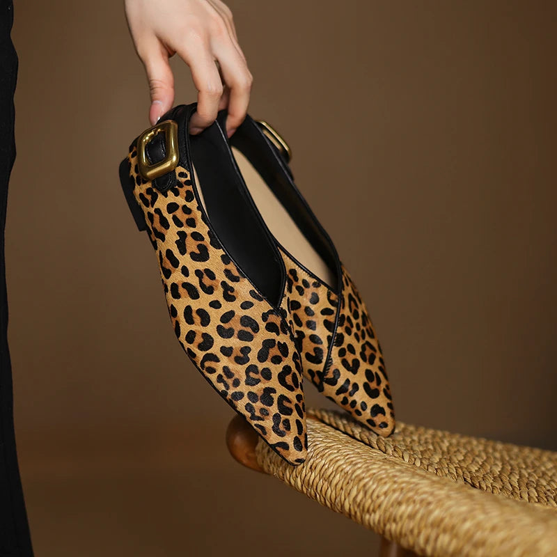 Women's Croc-Effect Pointed Toe Flats with Slip-On Fit