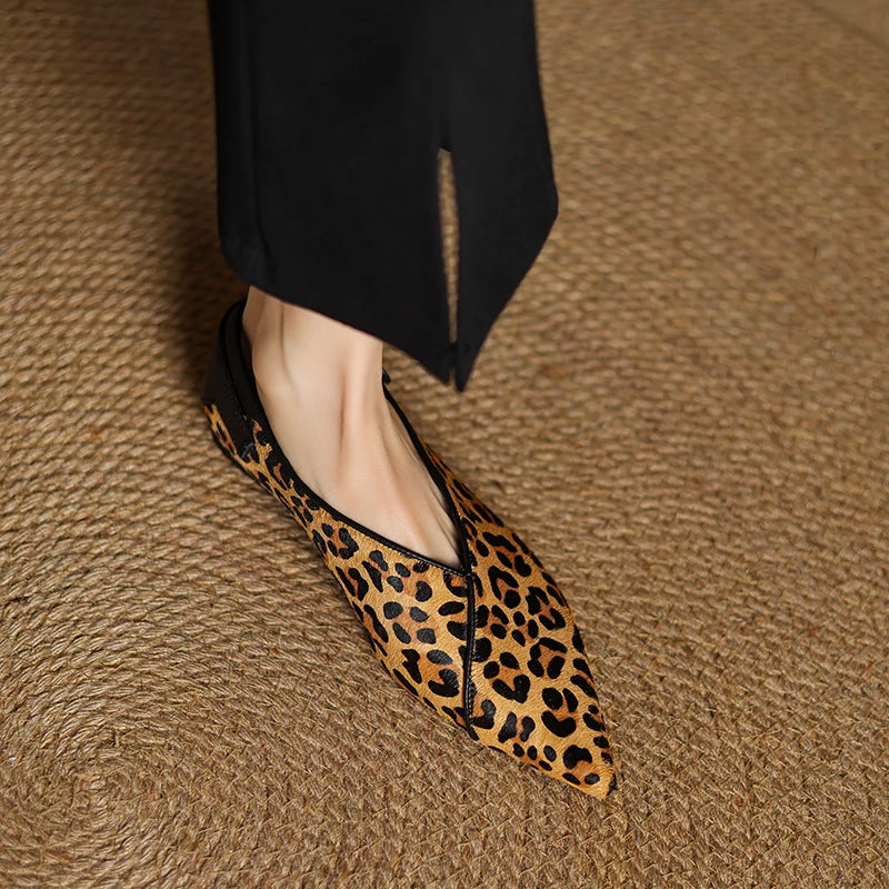 Women's Croc-Effect Pointed Toe Flats with Slip-On Fit