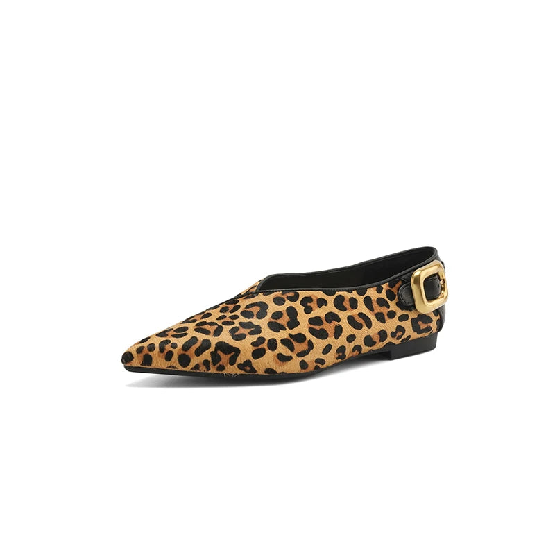 Women's Croc-Effect Pointed Toe Flats with Slip-On Fit