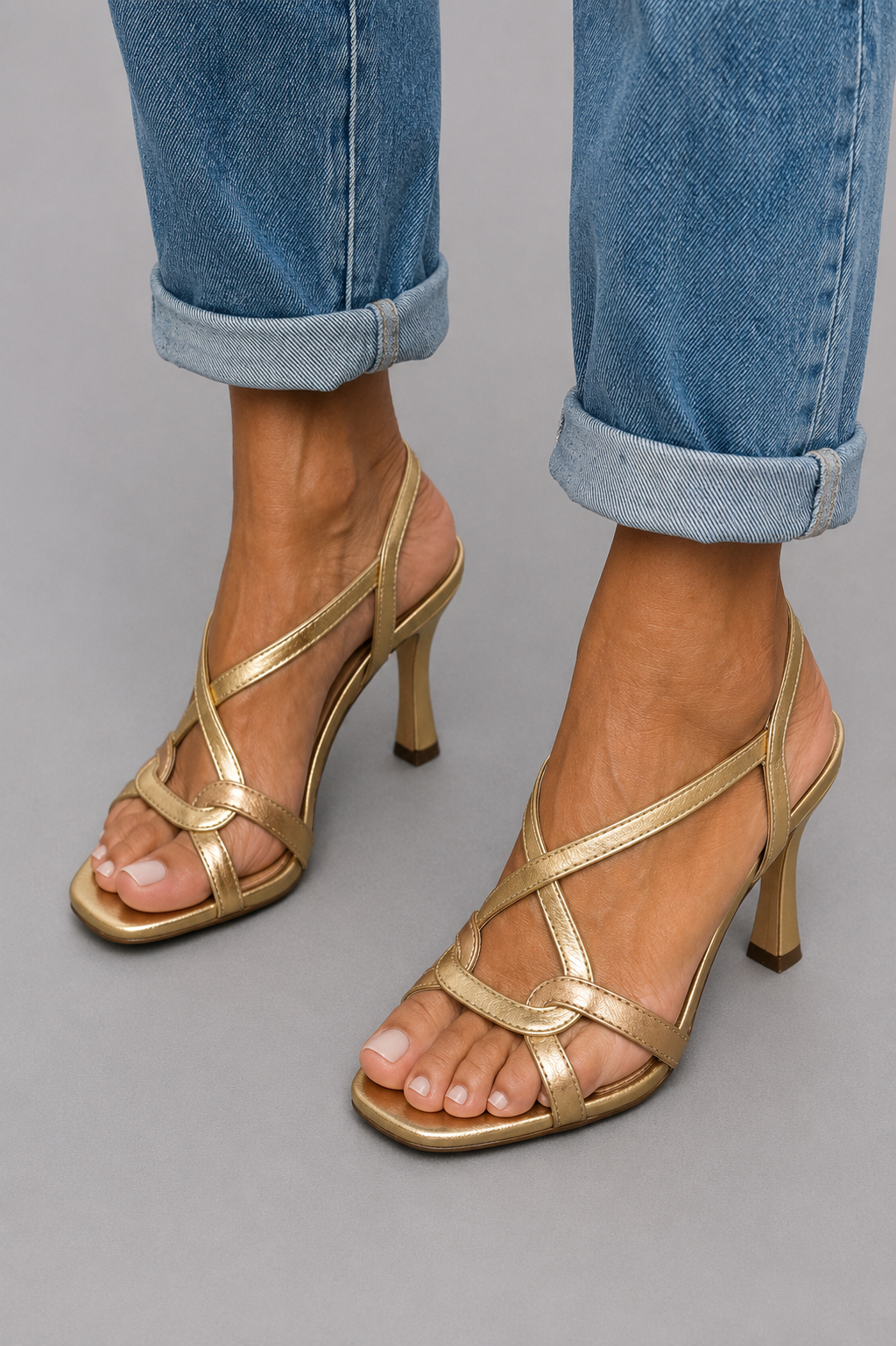 Women's Cross Strap Heeled Sandals with Comfortable Heel