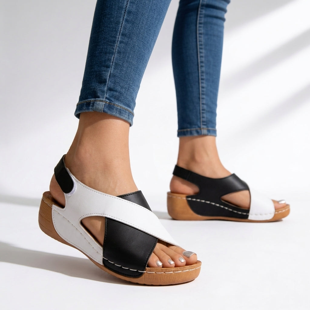 Women's Crossover Platform Sandals with Adjustable Strap