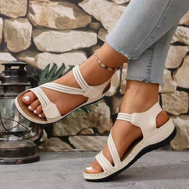 Women's Cushioned Platform Sandals with Wraparound Straps