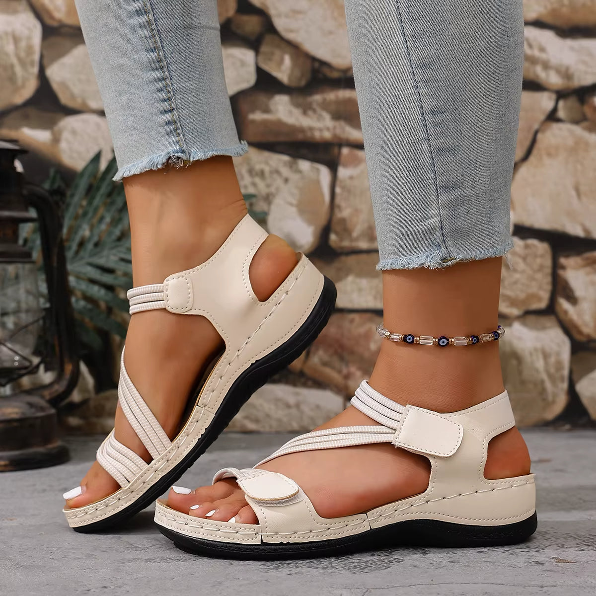 Women's Cushioned Platform Sandals with Wraparound Straps