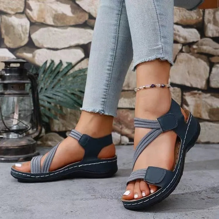 Women's Cushioned Platform Sandals with Wraparound Straps