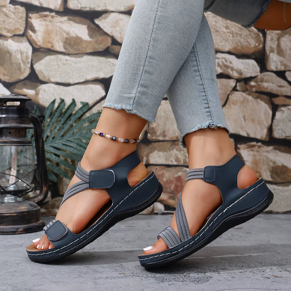 Women's Cushioned Platform Sandals with Wraparound Straps