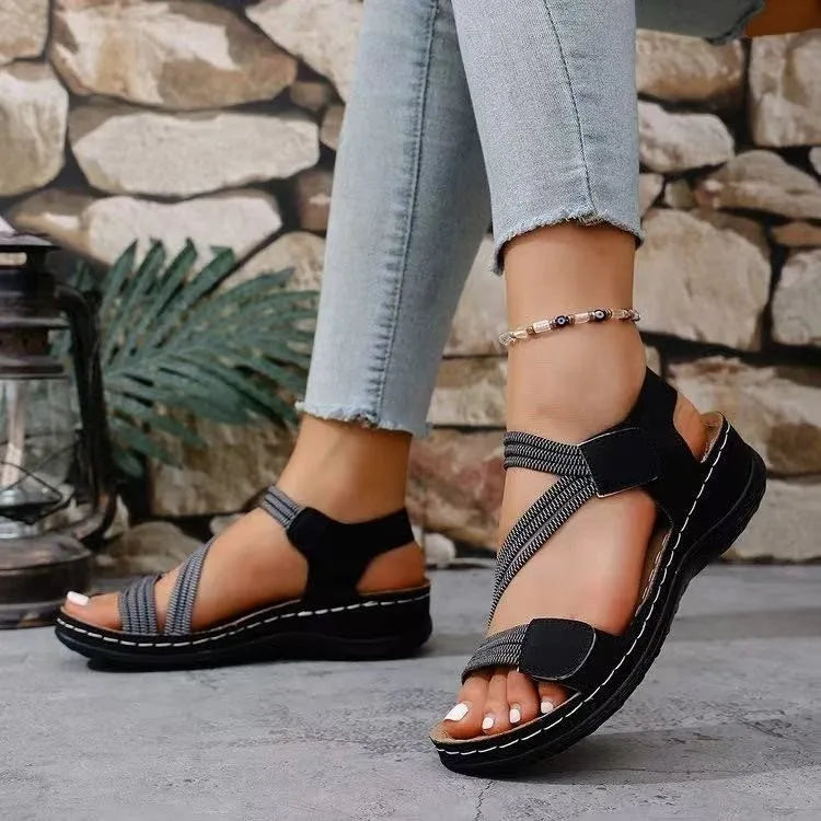 Women's Cushioned Platform Sandals with Wraparound Straps
