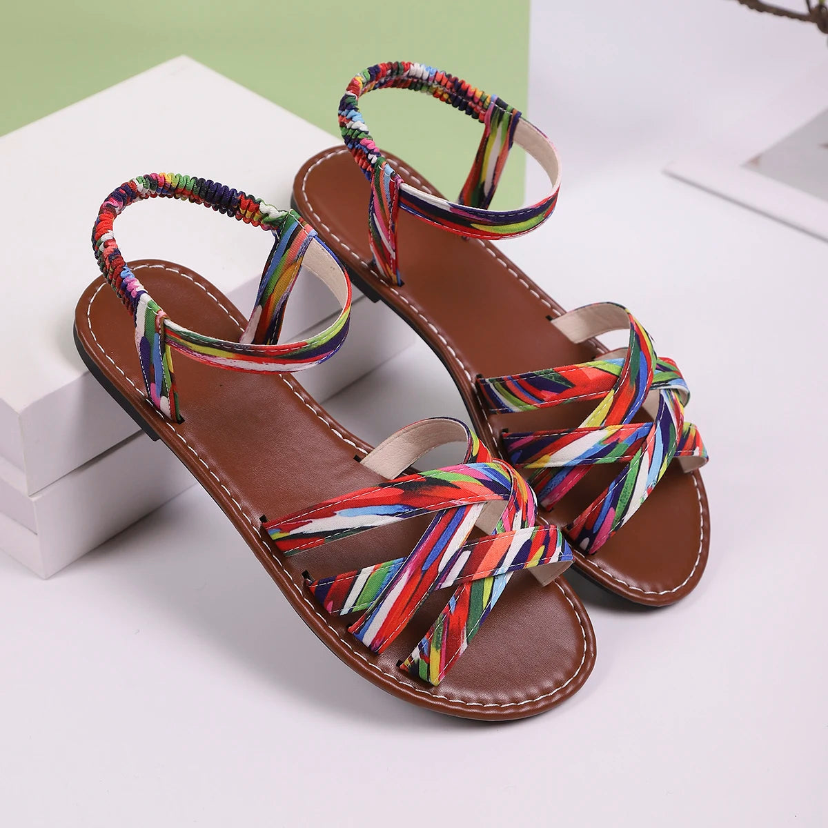 Women's Hand-Braided Strappy Sandals with Cushioned Sole
