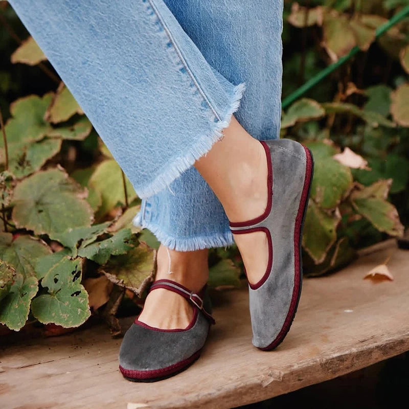 Women's Hand-Stitched Velvet Slip-On Flats with Round Toe