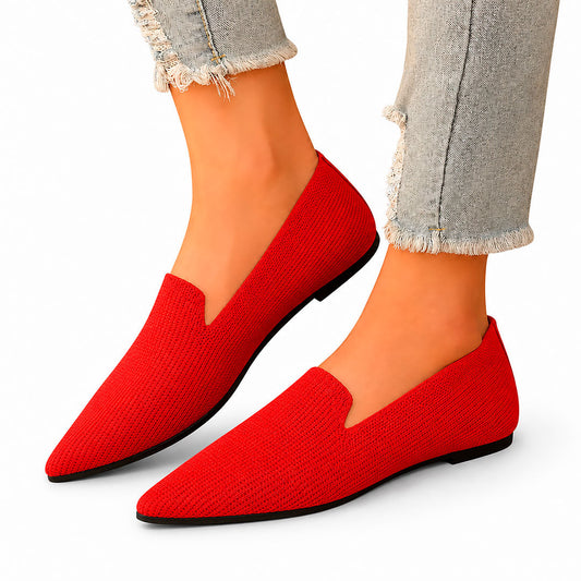 Women's Knit Pointed Toe Slip-On Loafers