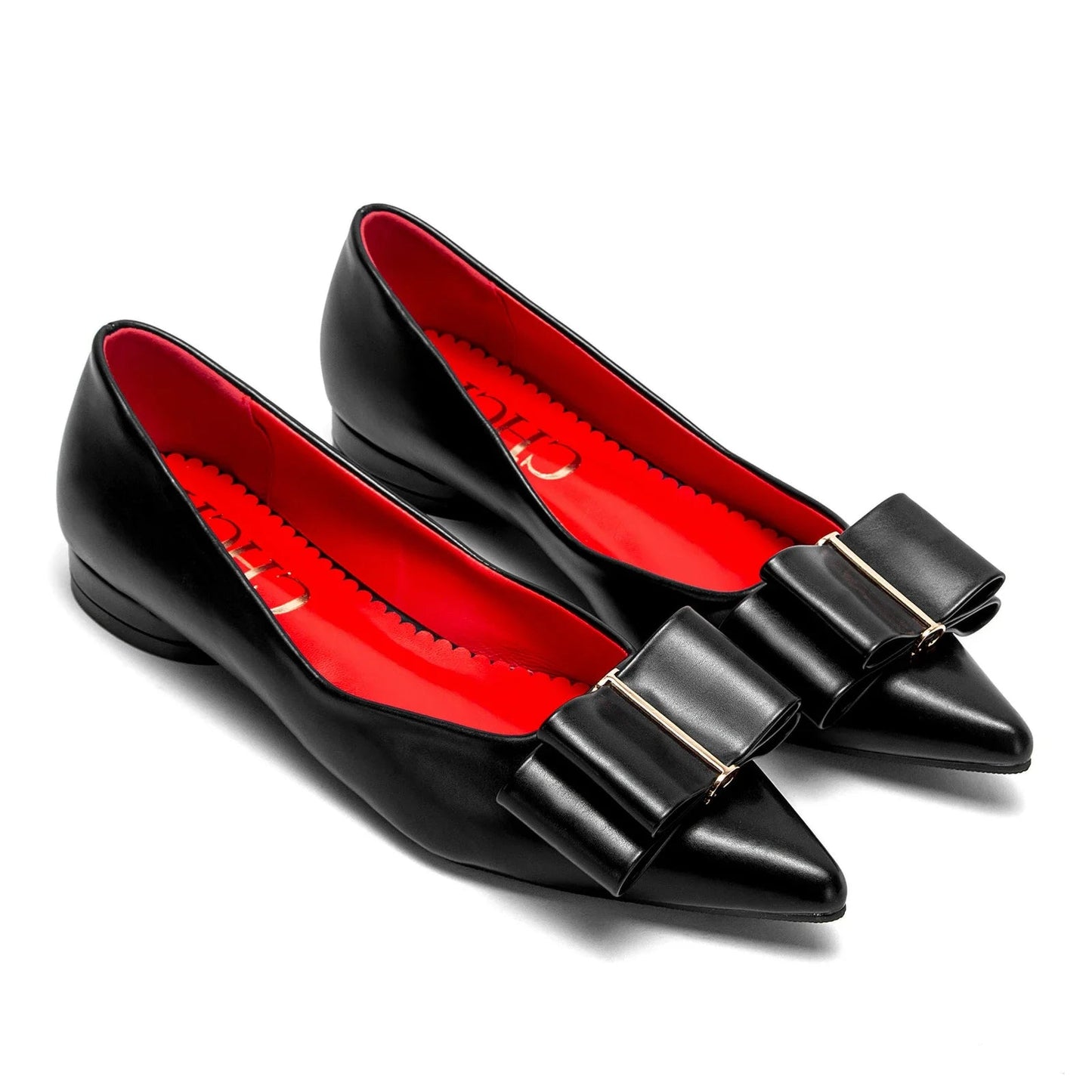 Women's Pointed Toe Ballet Flats with Bow Detail