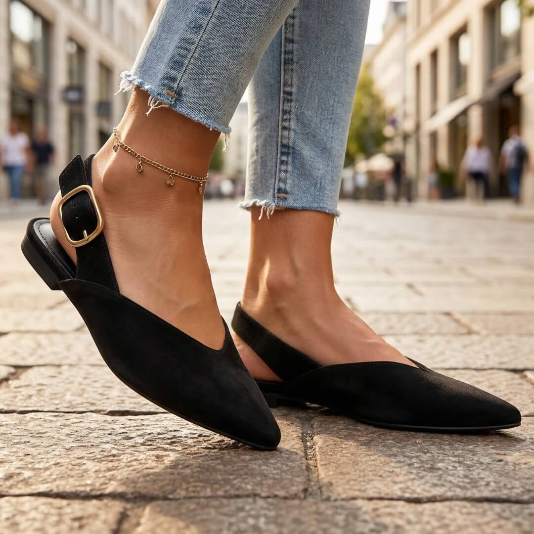 Women's Pointed Toe Flat Shoes with Adjustable Strap