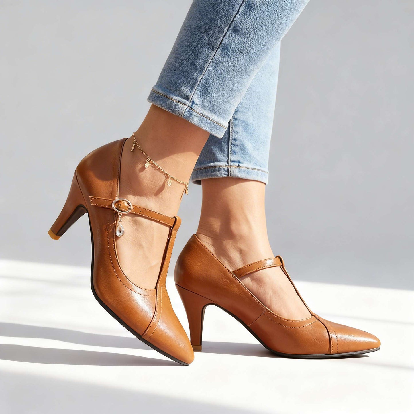Women's Pointed Toe Mary Jane Heels with Stiletto Heel