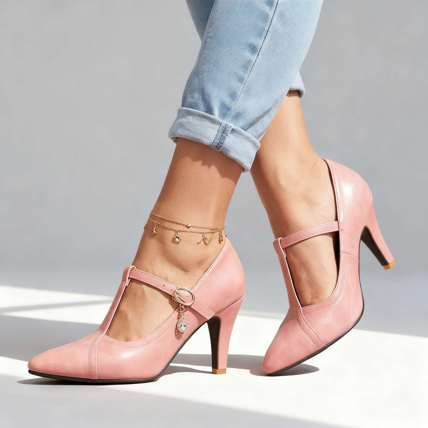 Women's Pointed Toe Mary Jane Heels with Stiletto Heel