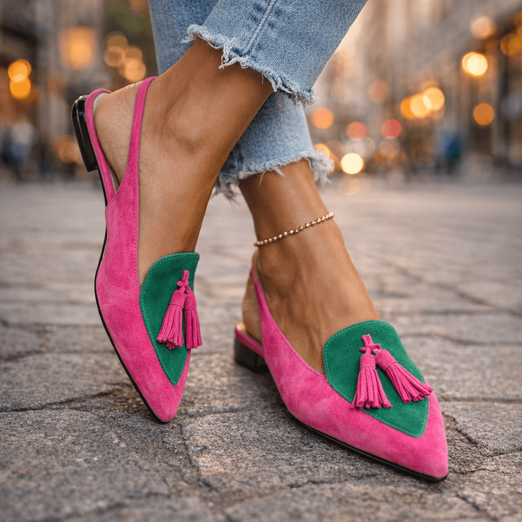 Women's Pointed Toe Slingbacks with Flat Cushioned Sole