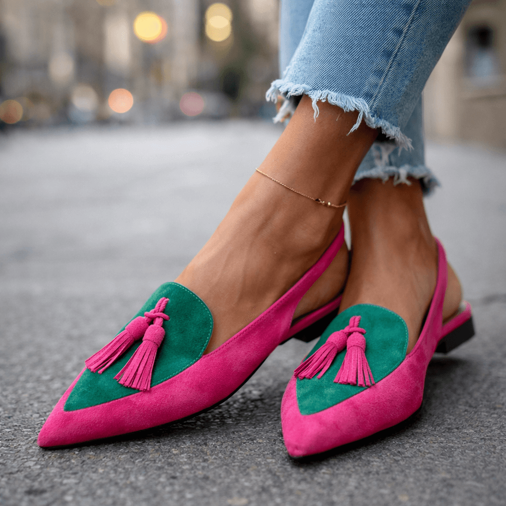 Women's Pointed Toe Slingbacks with Flat Cushioned Sole