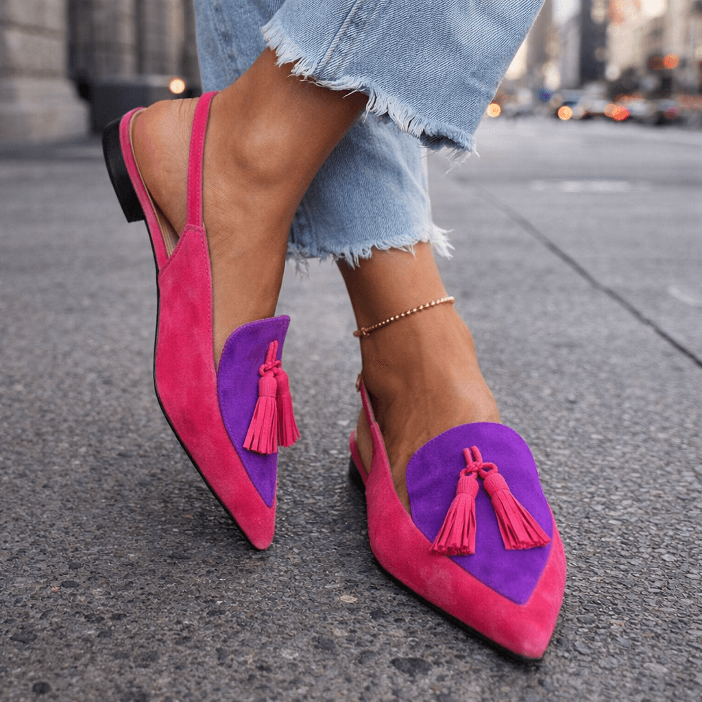 Women's Pointed Toe Slingbacks with Flat Cushioned Sole