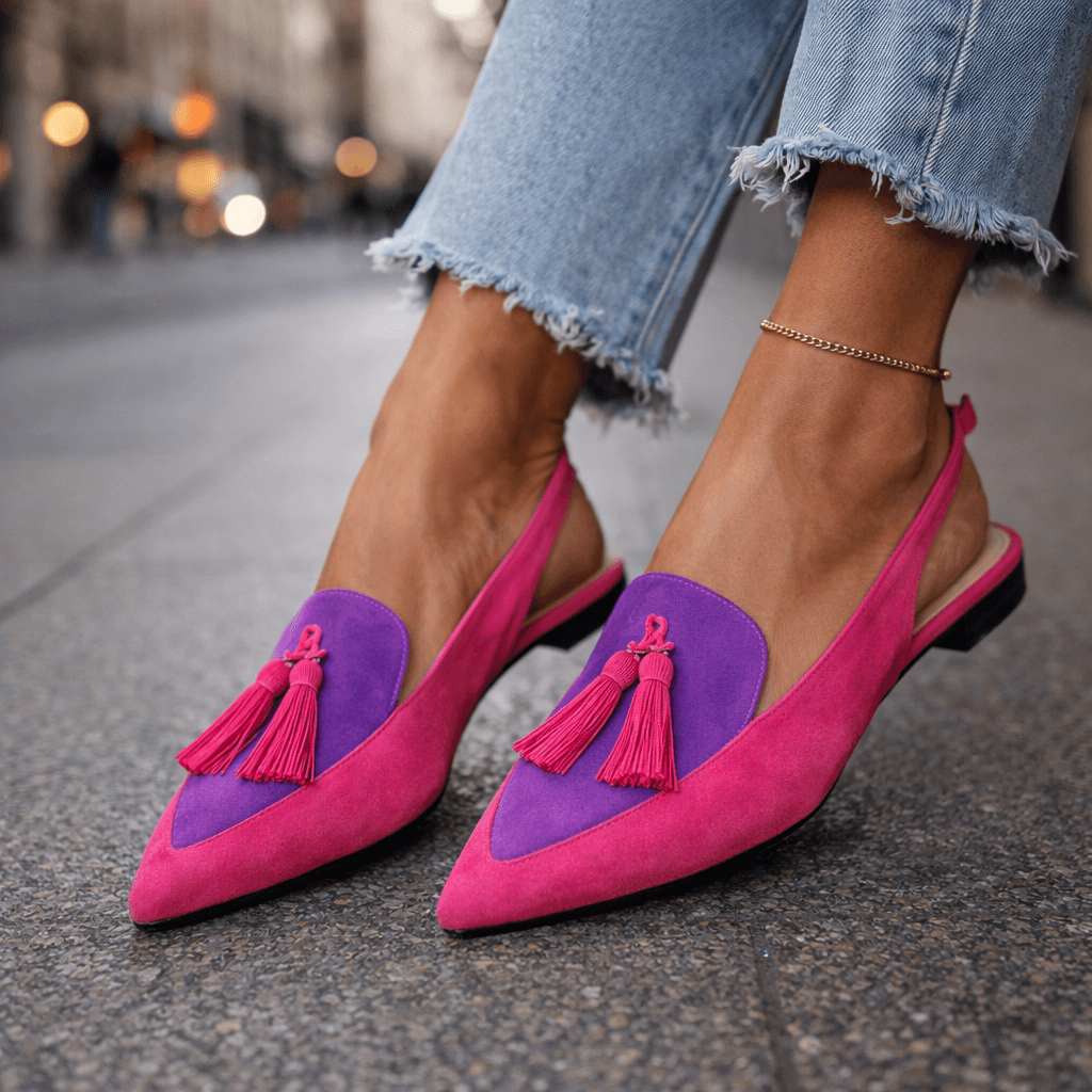 Women's Pointed Toe Slingbacks with Flat Cushioned Sole