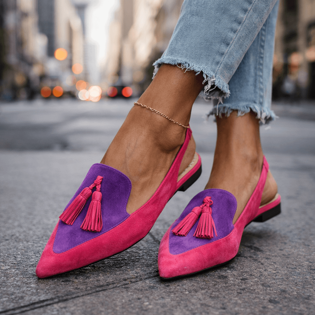 Women's Pointed Toe Slingbacks with Flat Cushioned Sole