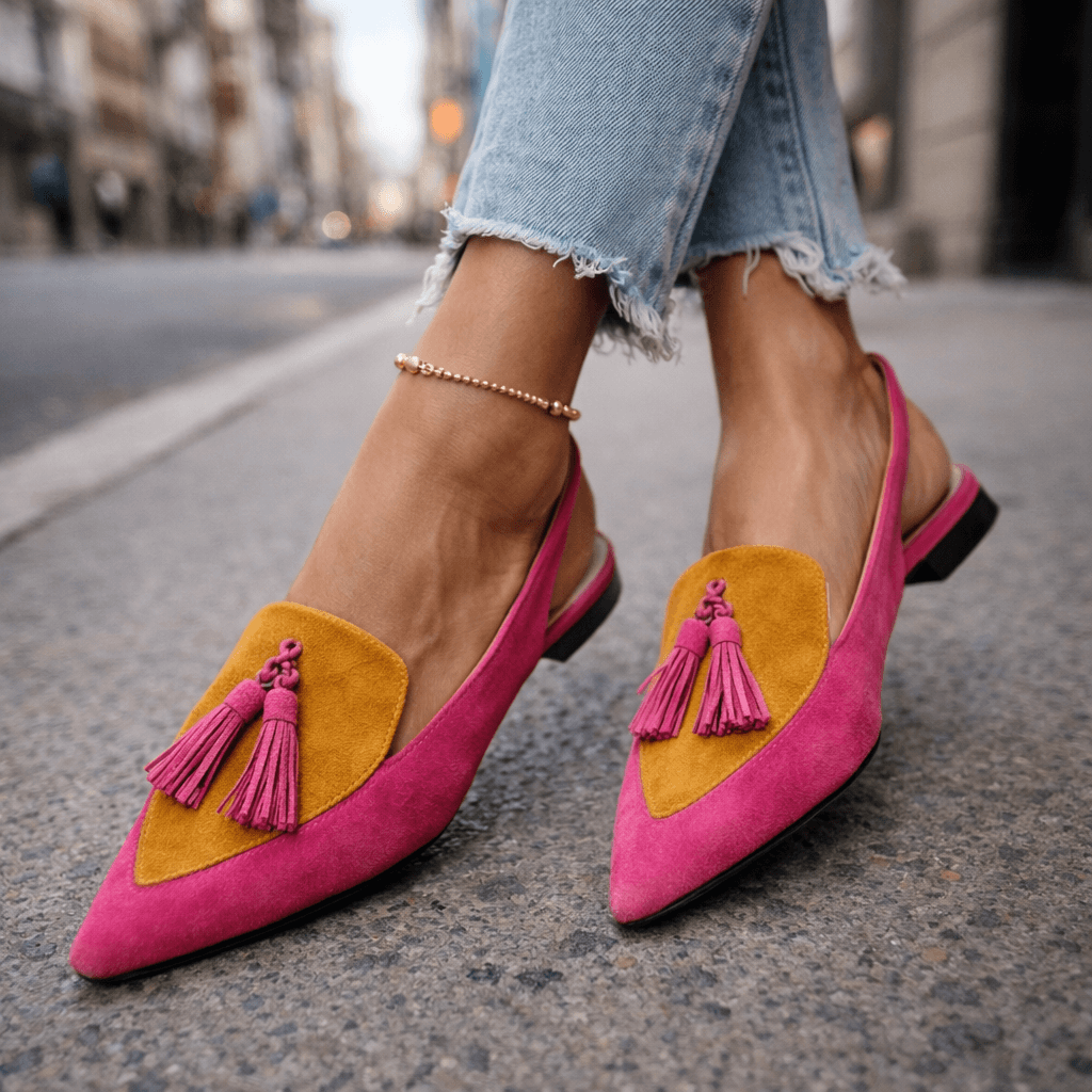 Women's Pointed Toe Slingbacks with Flat Cushioned Sole