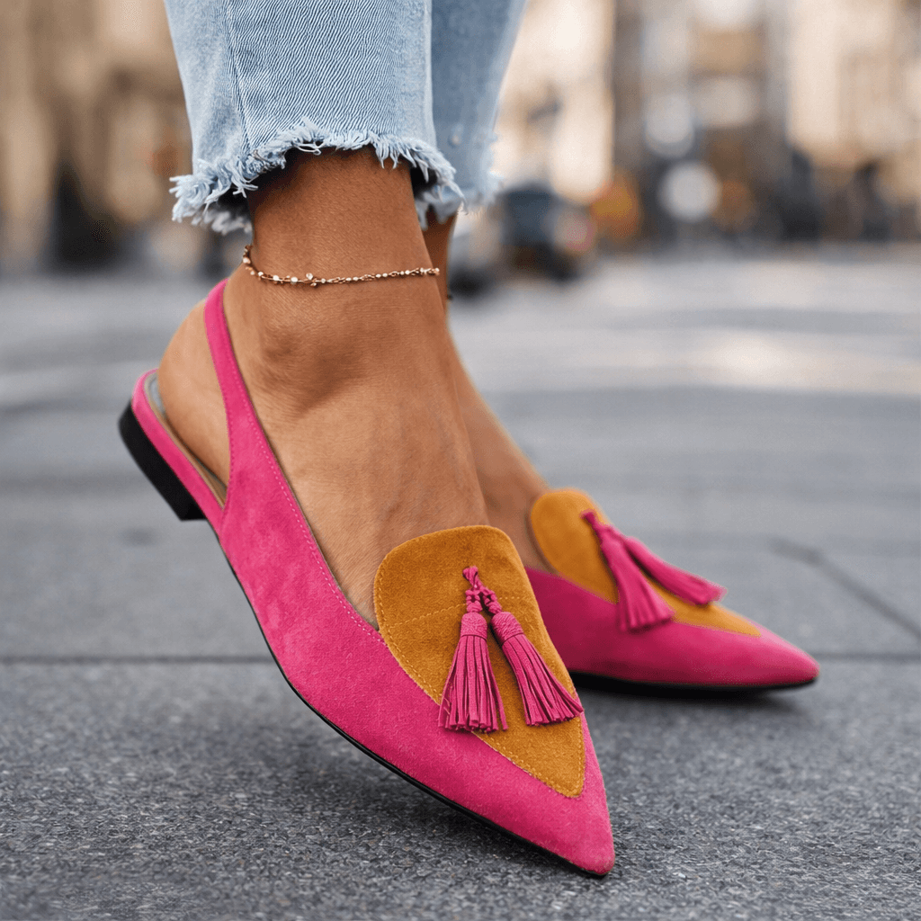 Women's Pointed Toe Slingbacks with Flat Cushioned Sole