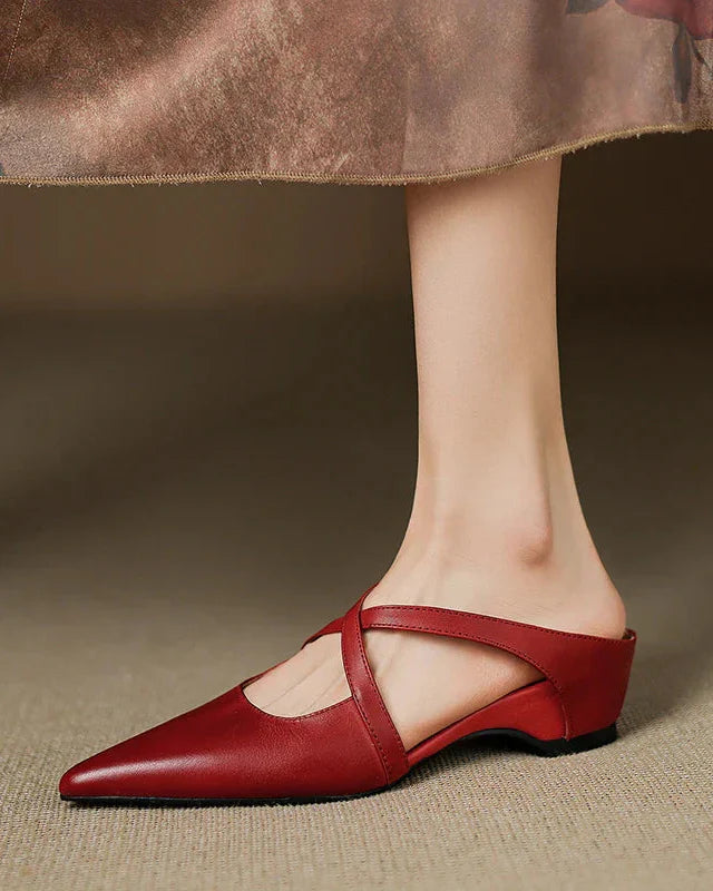 Women's Pointed Toe Slip-On Mules with Soft Cushioned Insole