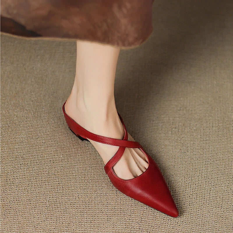 Women's Pointed Toe Slip-On Mules with Soft Cushioned Insole