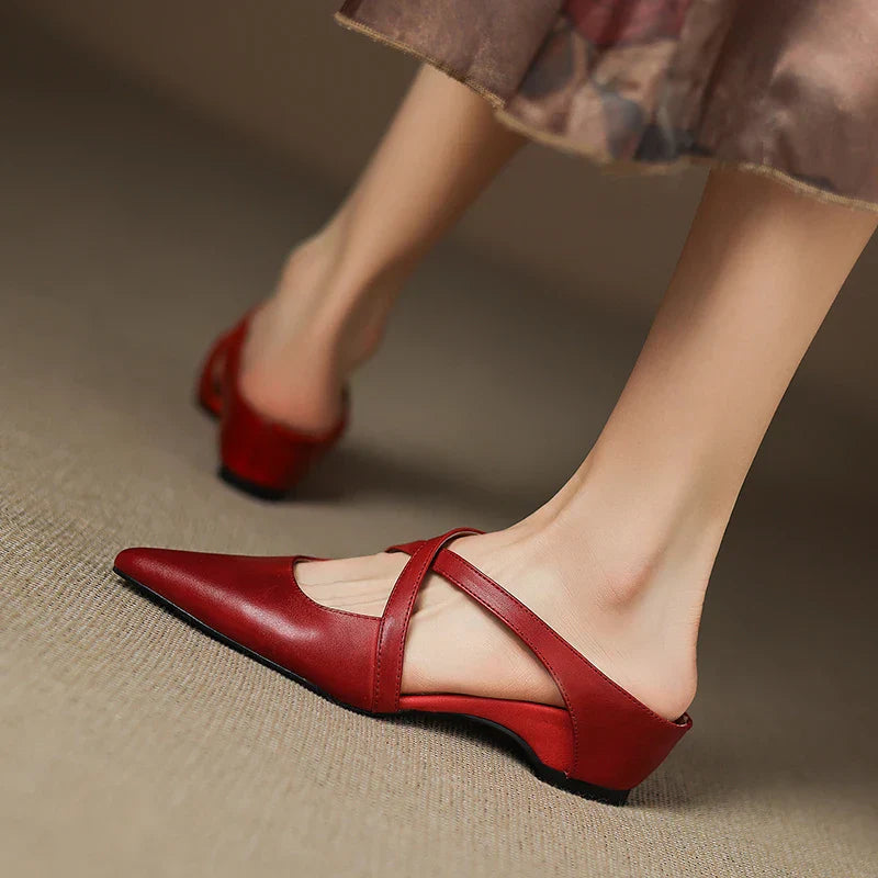 Women's Pointed Toe Slip-On Mules with Soft Cushioned Insole