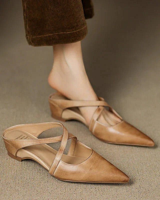 Women's Pointed Toe Slip-On Mules with Soft Cushioned Insole