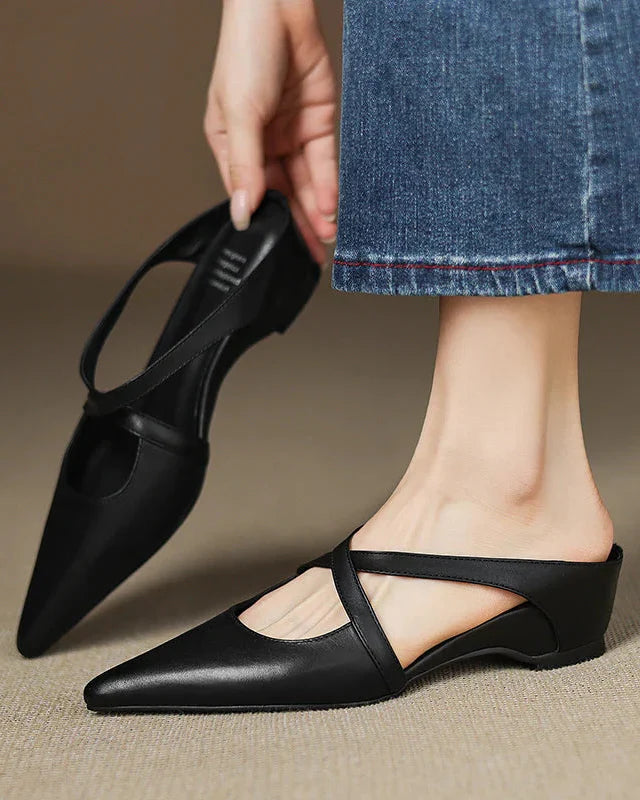 Women's Pointed Toe Slip-On Mules with Soft Cushioned Insole
