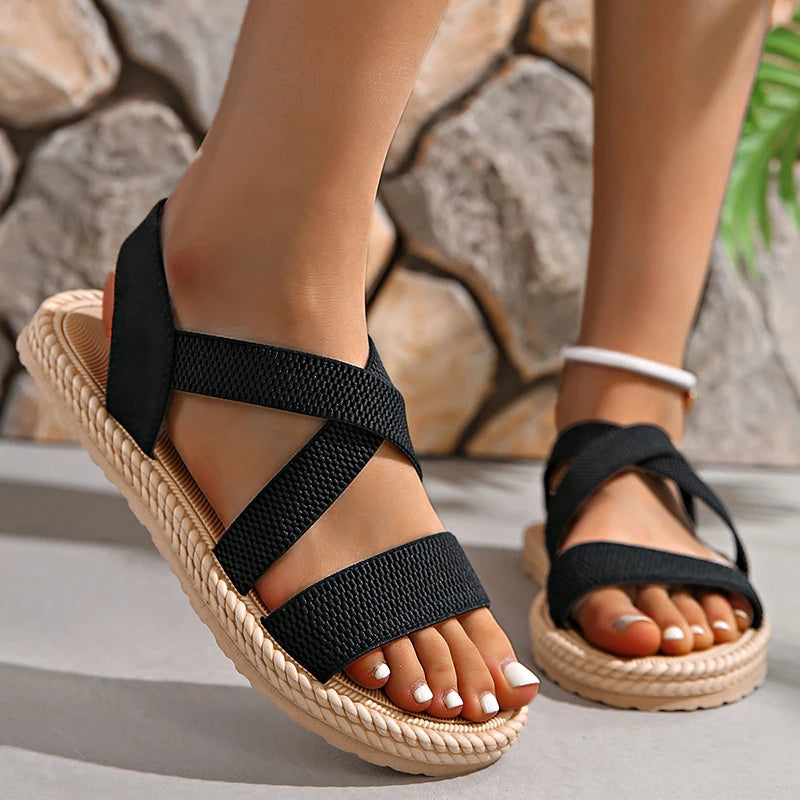 Women's Rope-Textured Espadrille Sandals with Soft Insole