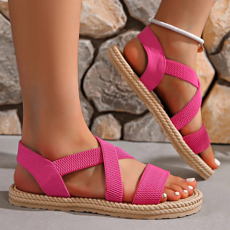 Women's Rope-Textured Espadrille Sandals with Soft Insole