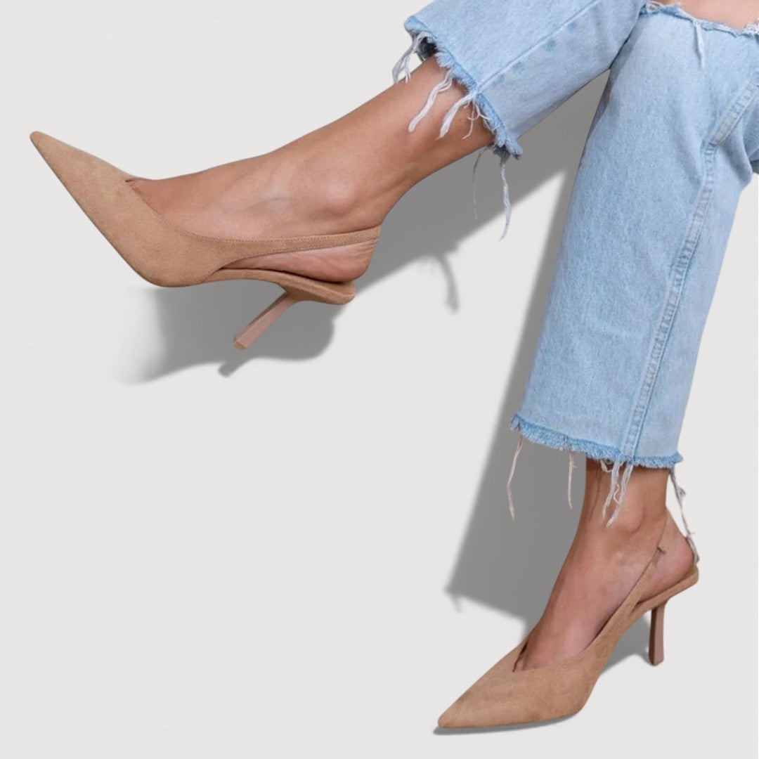 Women's Slingback Heels with Pointed Toe and Slim Heel