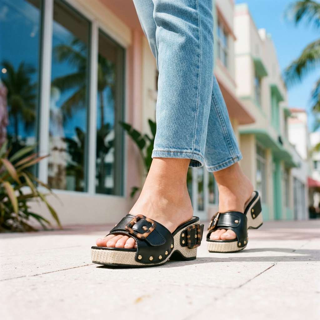 Women's Structured Flat Slide Sandals with Supportive Sole