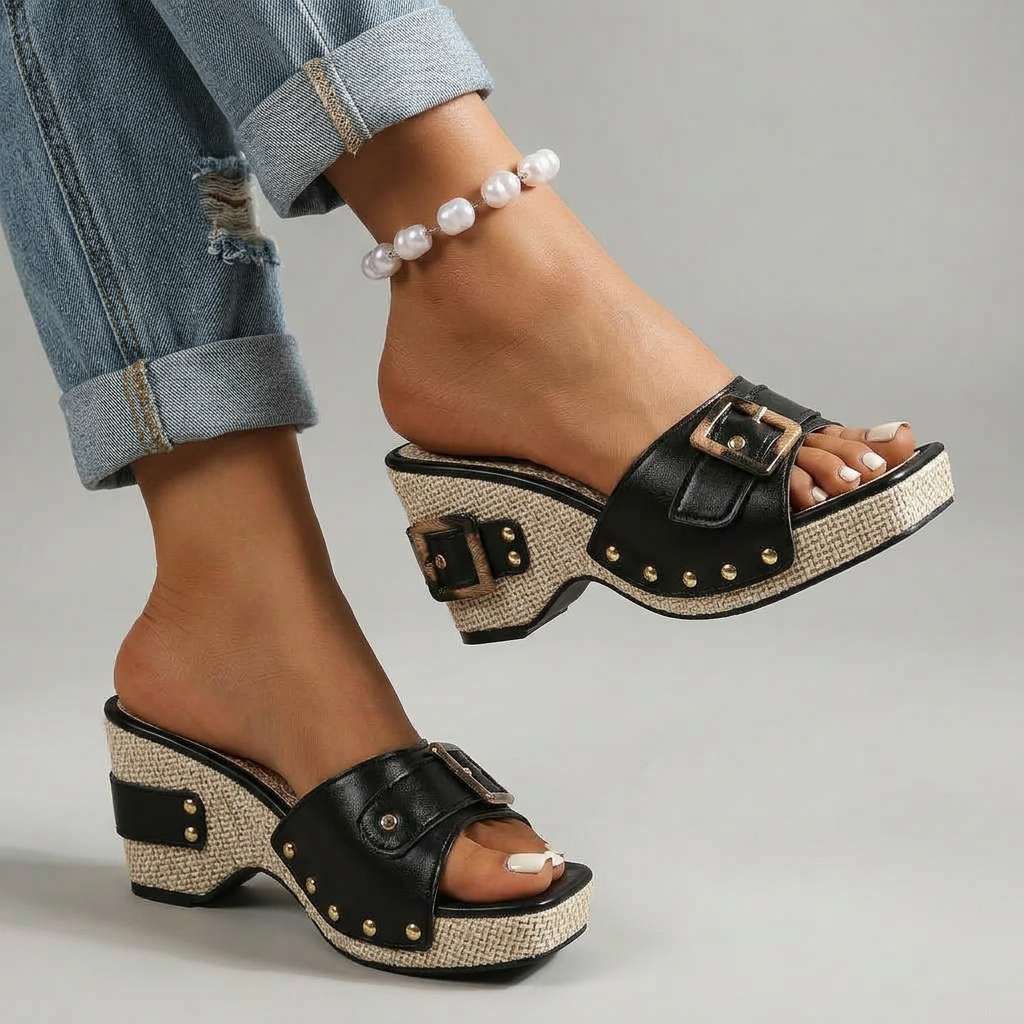 Women's Structured Flat Slide Sandals with Supportive Sole