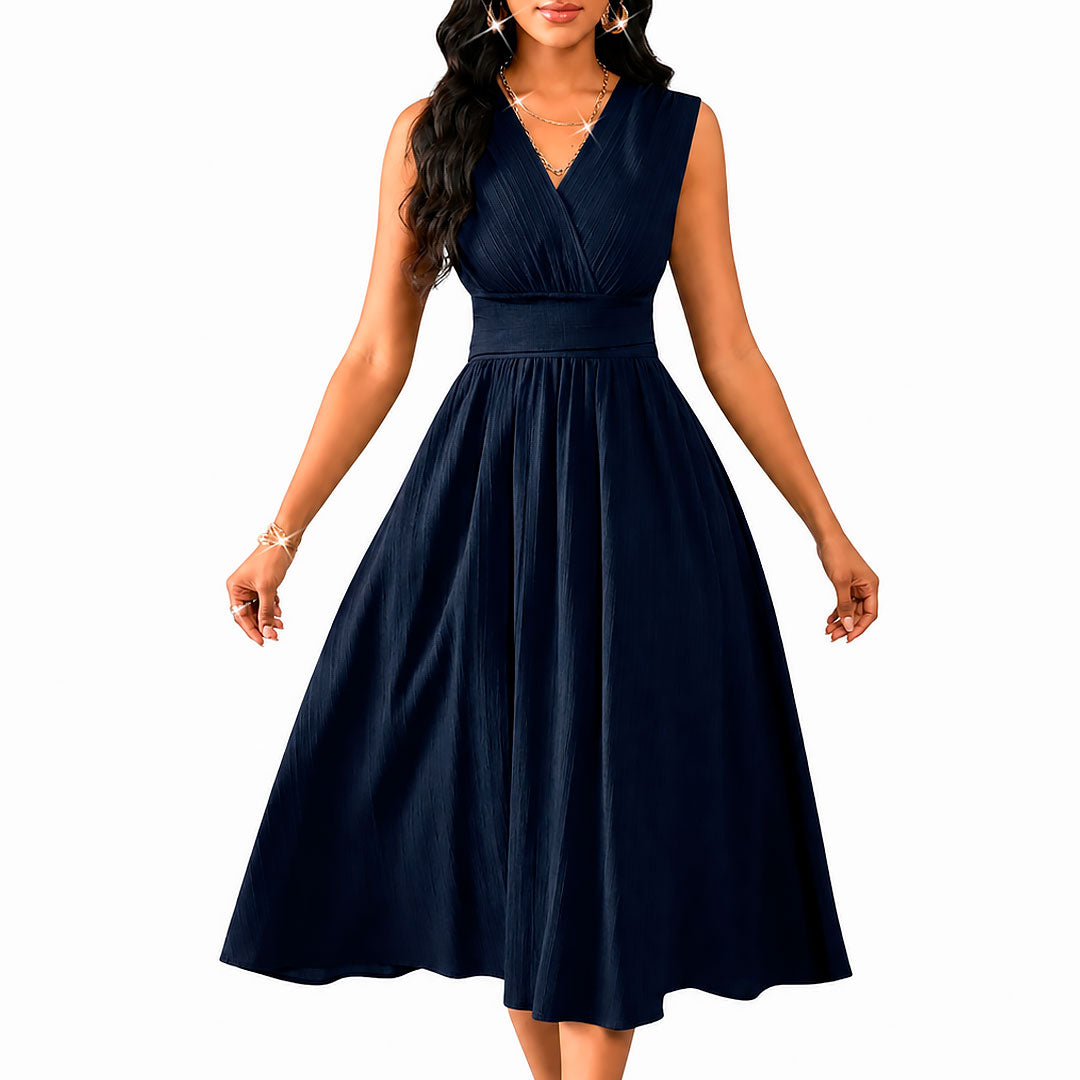 Women's Textured A-Line Midi Dress with Ruffles