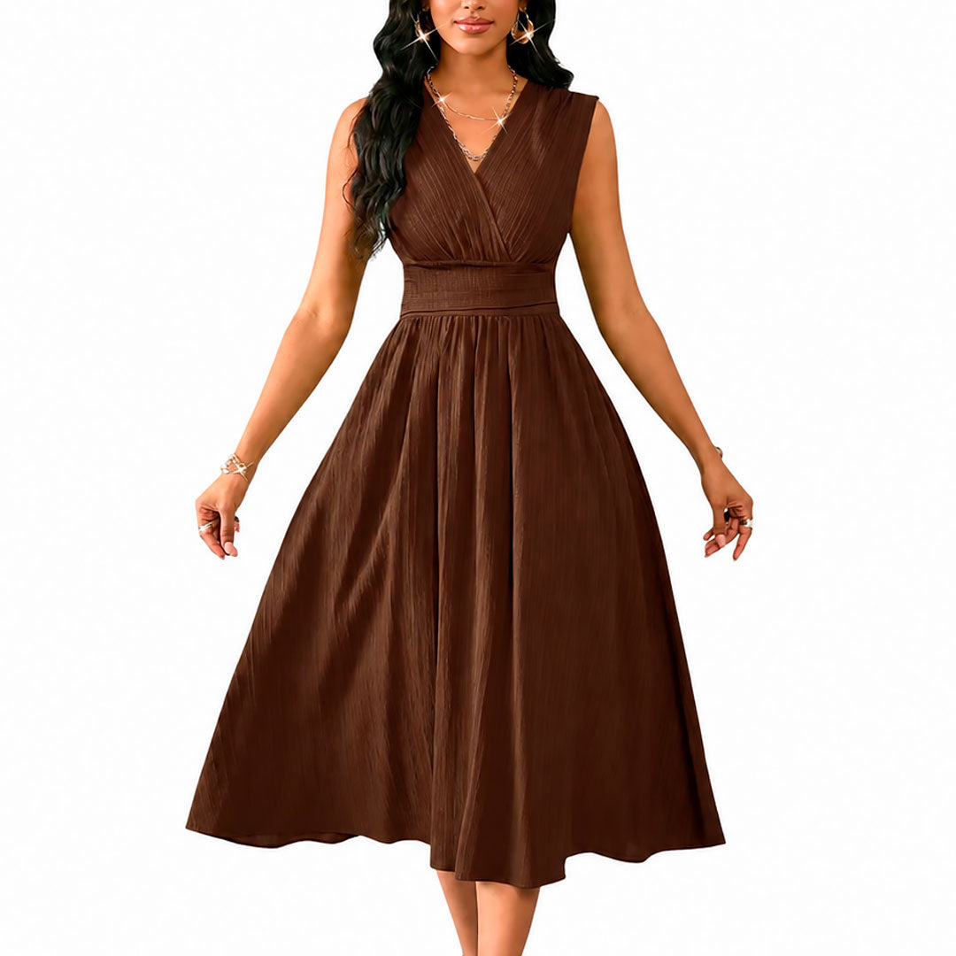 Women's Textured A-Line Midi Dress with Ruffles