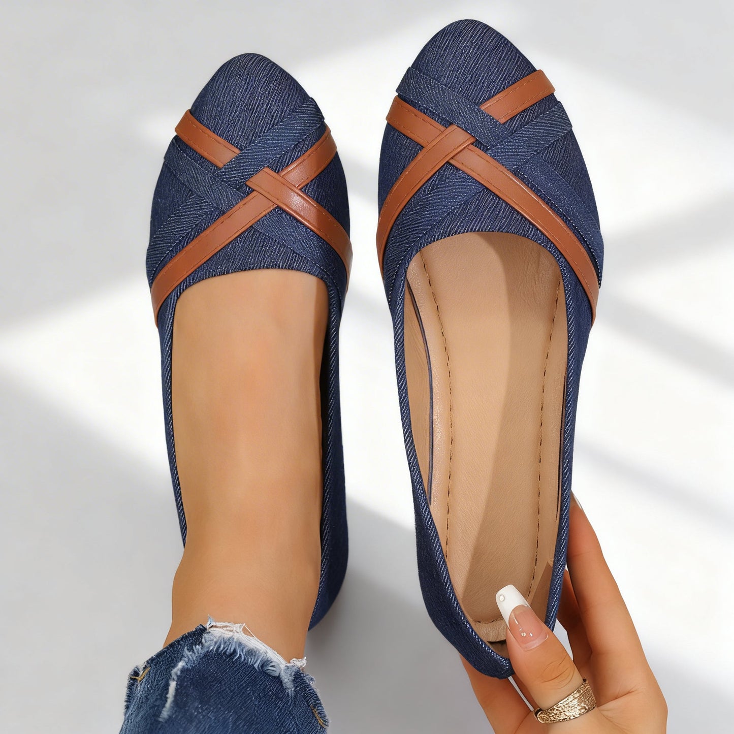 Women's Textured Slip-On Flats with Supportive Layered Sole