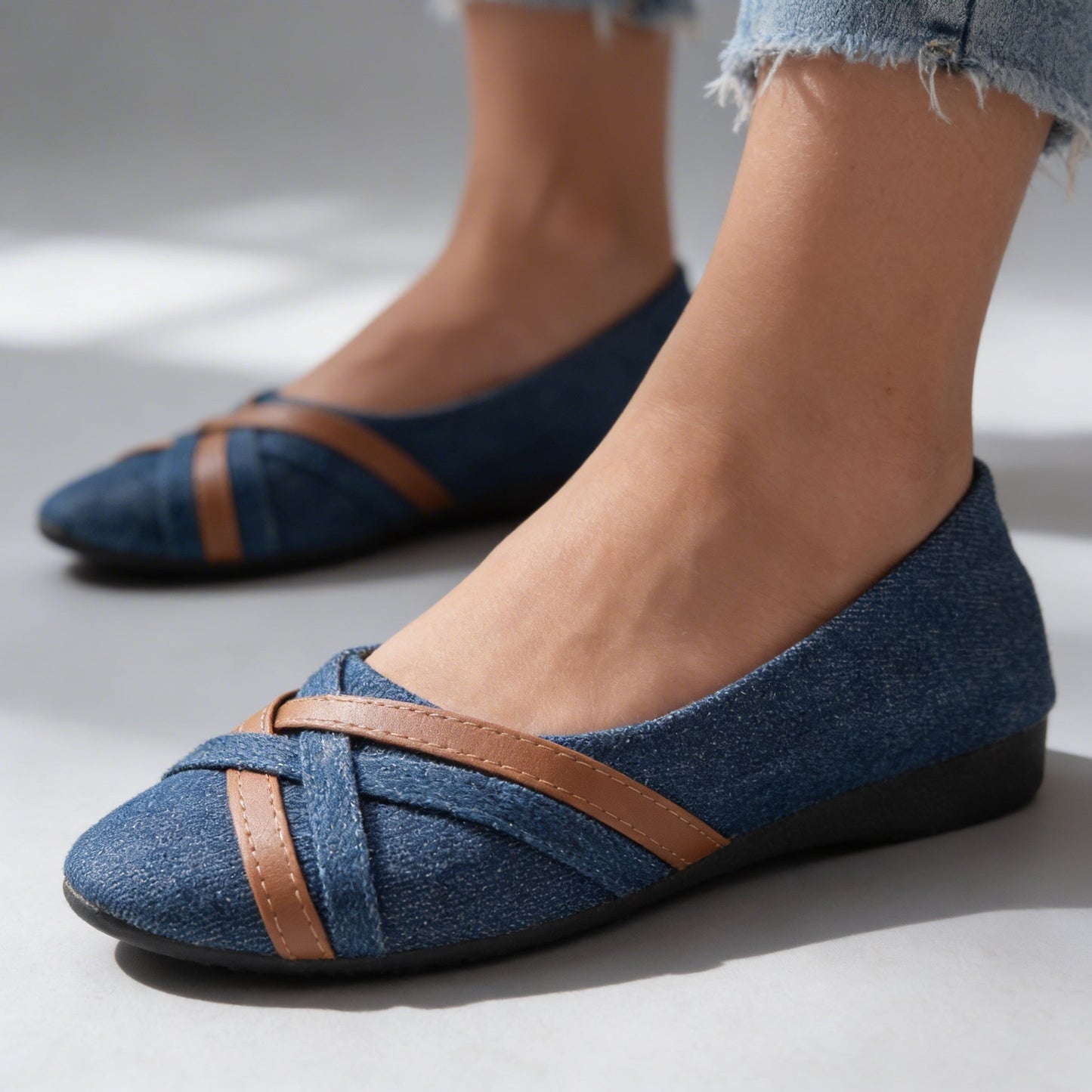 Women's Textured Slip-On Flats with Supportive Layered Sole