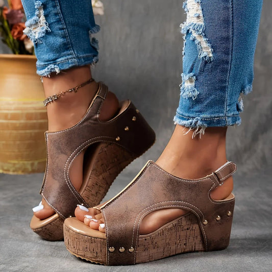 Women's Wedge Slides with Open Toe and Cushioned Sole
