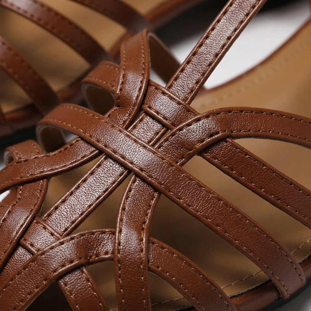 Women's Woven Block Heel Sandals with Ankle Strap