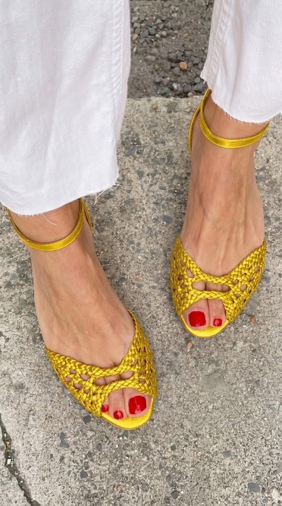 Women's Woven Flat Sandals with Adjustable Ankle Strap