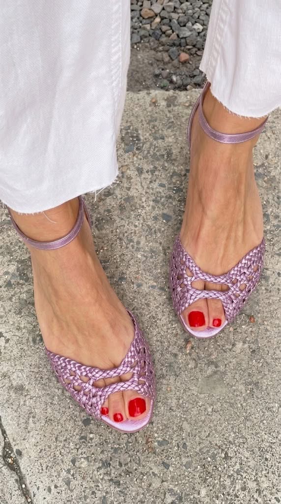 Women's Woven Flat Sandals with Adjustable Ankle Strap