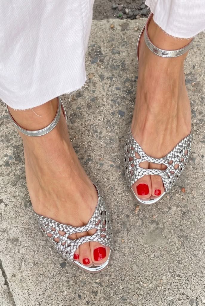Women's Woven Flat Sandals with Adjustable Ankle Strap