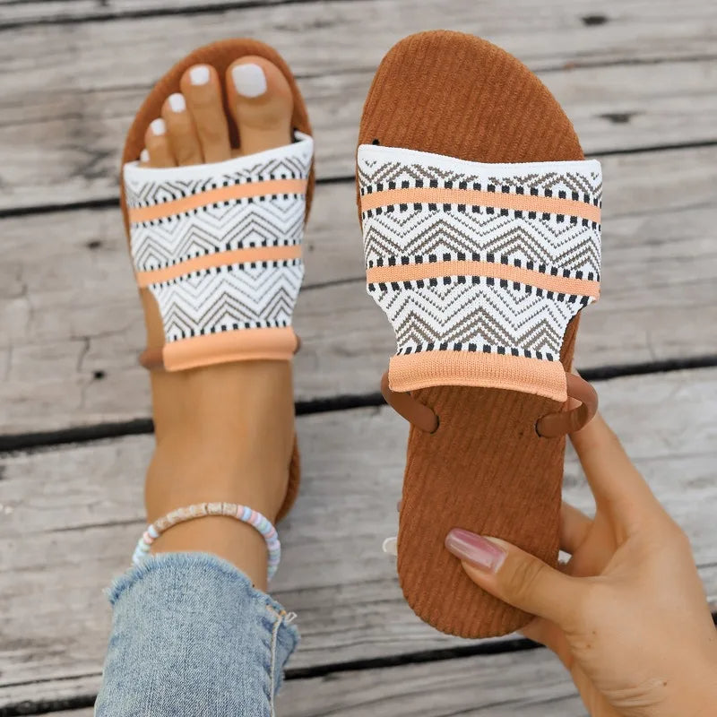 Women's Woven Slide Sandals with Soft Cushioned Footbed