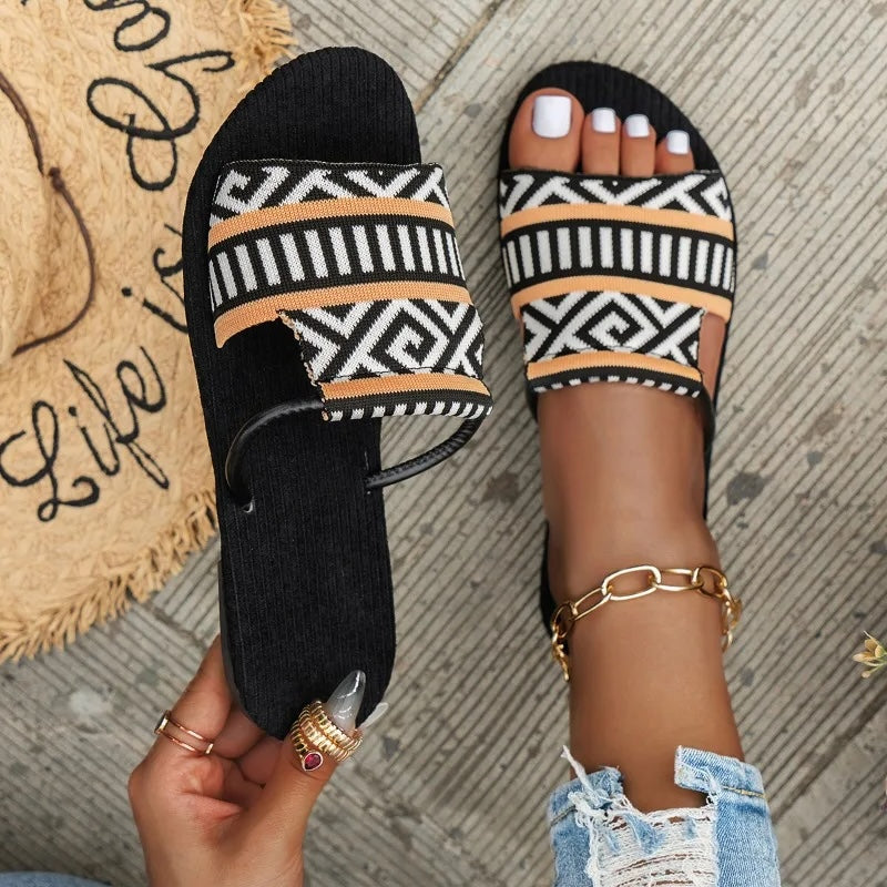 Women's Woven Slide Sandals with Soft Cushioned Footbed