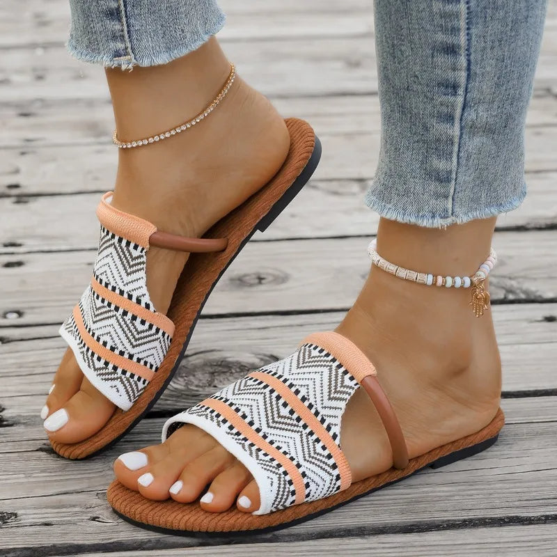 Women's Woven Slide Sandals with Soft Cushioned Footbed