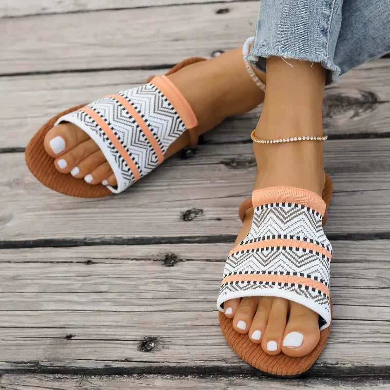 Women's Woven Slide Sandals with Soft Cushioned Footbed